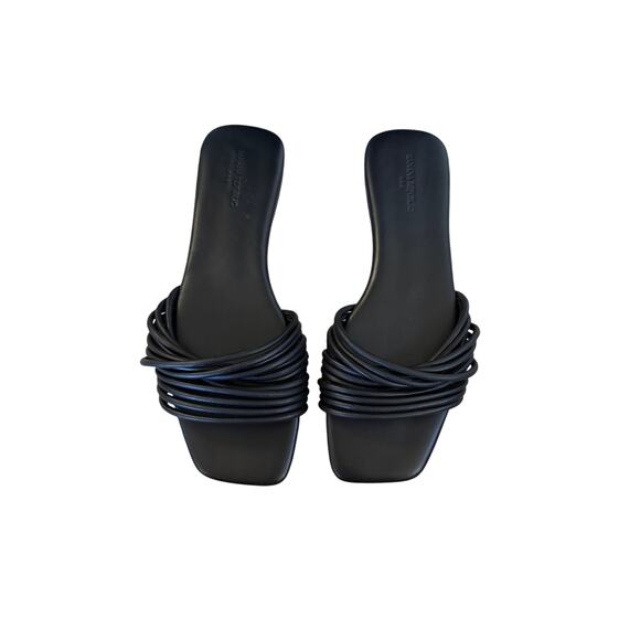 Banana Republic Black Twisted Strappy Leather Sandals - Size 10 - Picture 2 of 5